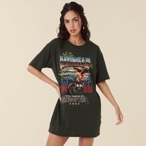 Spell & Gypsy grey daydream tee shirt dress short sleeve tropical small medium